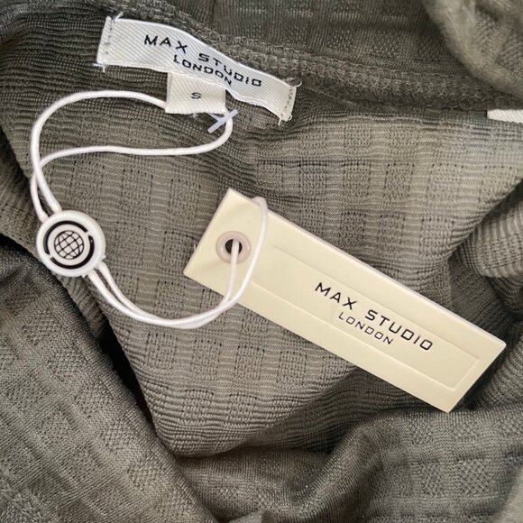MAX STUDIO London Army Green Top/Sweatshirt: NWT! SMALL Retail $128! Runs Large! - Picture 2 of 4